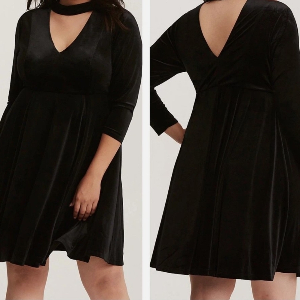 Torrid Black V-Neck Fit and Flare Dress